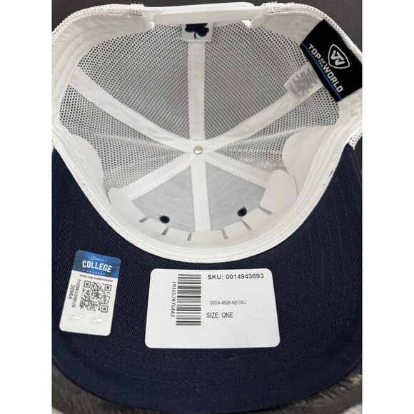 Notre Dame Fighting Irish Top Of The World Trucker Snapback Hat Navy Gold - Picture 7 of 11